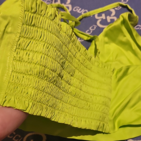 AERI Neon Green Silk Top SIZE M - Picture 9 of 11